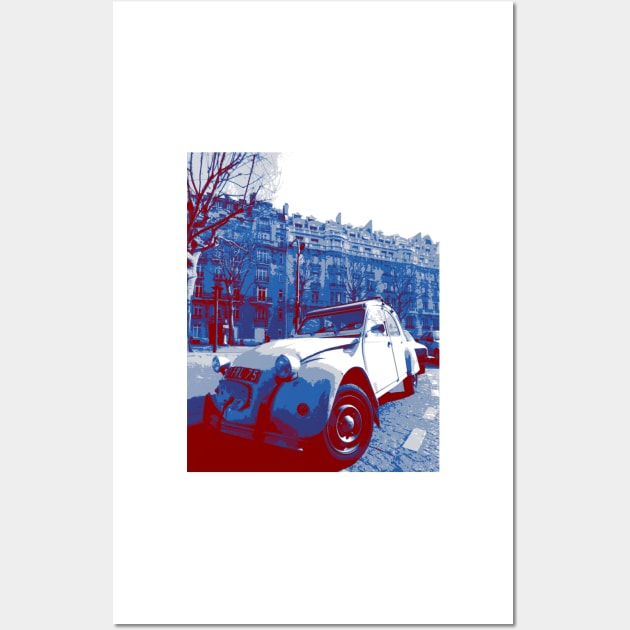 Citroen 2Cv: red, white and blue Wall Art by Sampson-et-al